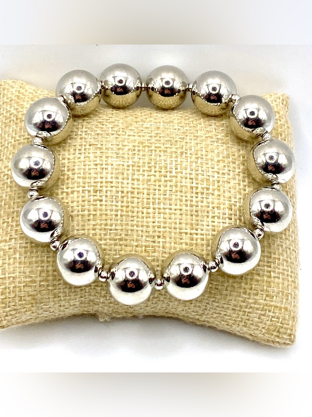 Plunder Polished Silver Bead Bracelet